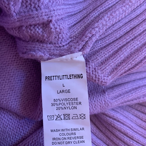 Lilac Cable Knit V Front Sweater Dress | PLT - Picture 6 of 8